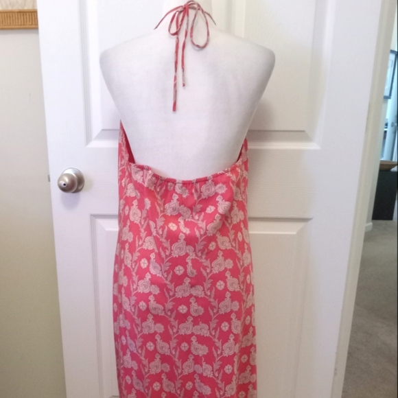 GAP pink paisley silk halter dress. Large - Picture 2 of 10